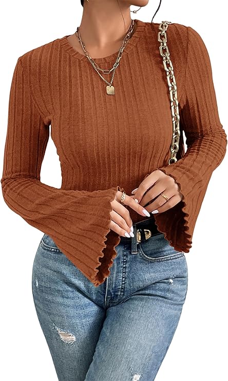 Sophia | Rust Flare Knit Top