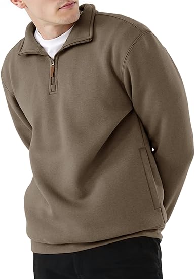 Adrian | Taupe Quarter-Zip Pullover